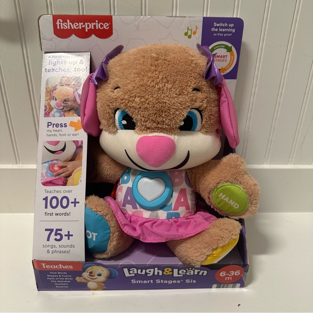 Fisher-Price Laugh & Learn Smart Stages Sis Puppy Plush Learning Toy for Baby